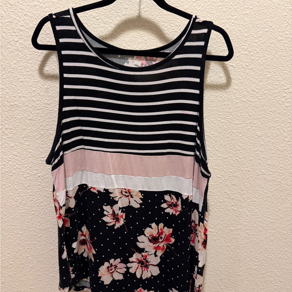 Maurices Black and Pink Floral Tank Top